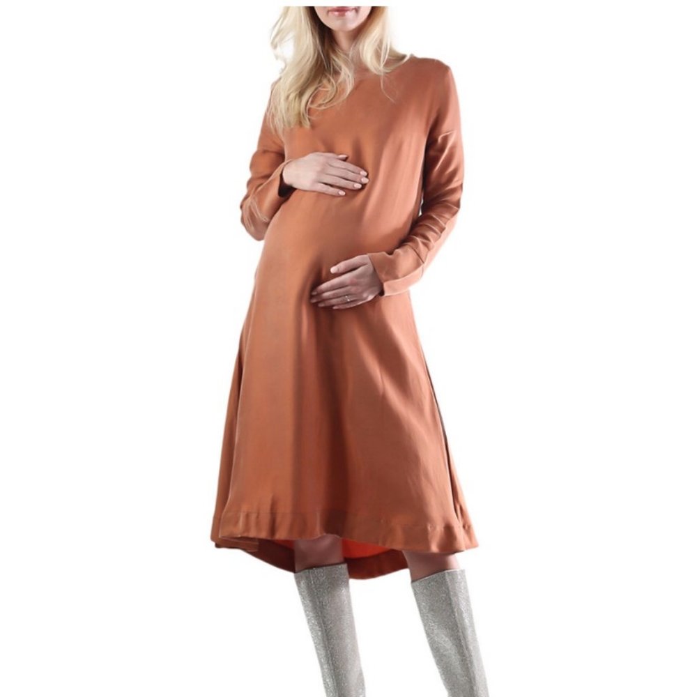 **Host Pick** NWT Madeleine Maternity Hemp & Linen-Blend Orange Sway Dress S